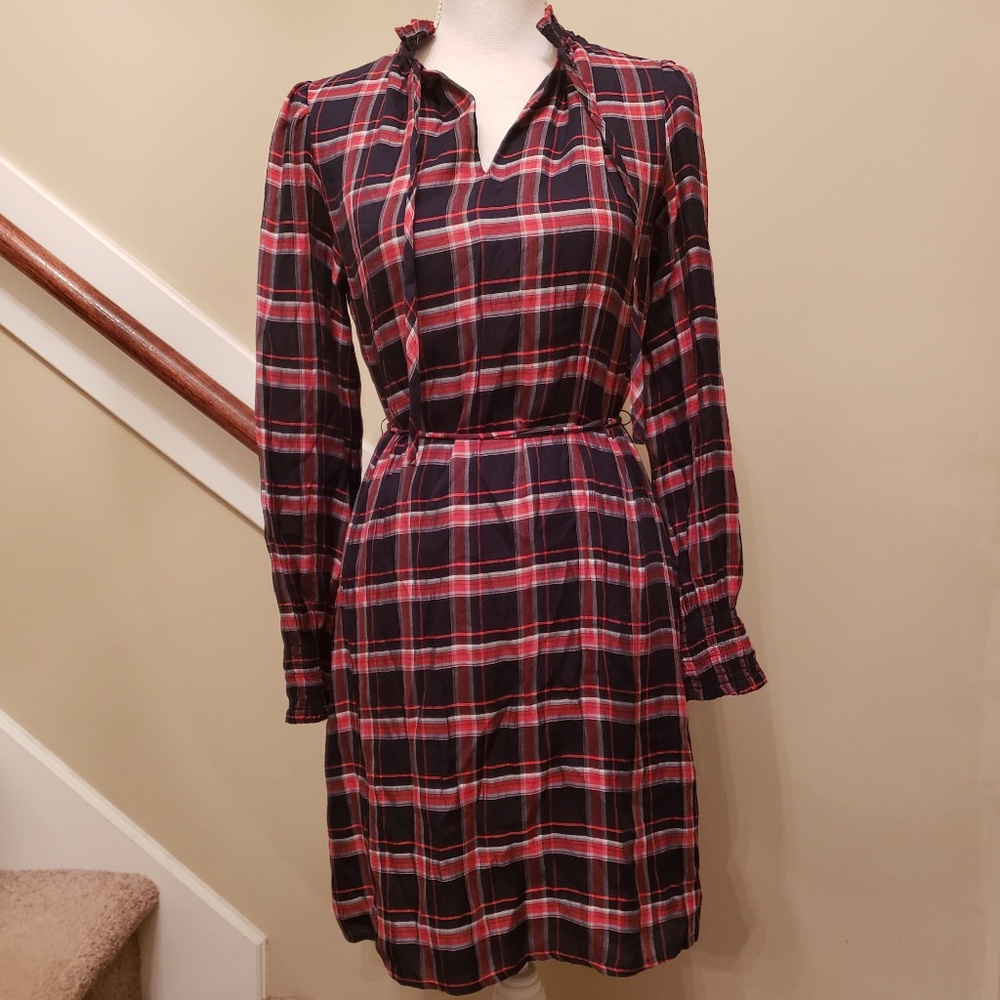 LOFT Plaid Shirt Dress, M